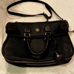 Tory Burch- Black pebble leather - cross body bag.  Excellent condition.